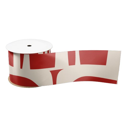 Mid-Century Modern Piquet Retro Pattern Red Satijnen Lint (Spoel)
