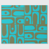 Mid Century Modern Piquet Turquoise Olijfpatroon Cadeaupapier (Vlak)
