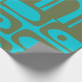 Mid Century Modern Piquet Turquoise Olijfpatroon Cadeaupapier (Hoek)