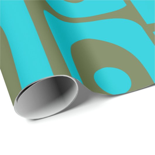 Mid Century Modern Piquet Turquoise Olijfpatroon Cadeaupapier (Rol Hoek)
