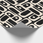 Mid Century Modern Piquet Zwart en Crème Abstract Cadeaupapier (Hoek)