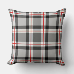 Mid-Century Modern Play, zwart, wit, grijs en rood Kussen