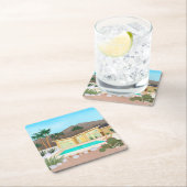 Mid Century Modern Pool House Kartonnen Onderzetters (Insitu)