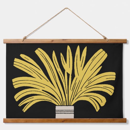 Mid Century Modern Potted Plant Hangend Wandkleed (Voorkant)
