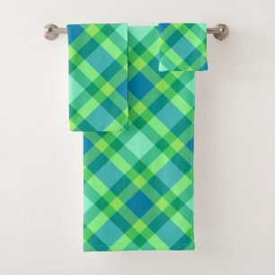 Mid-Century Modern Pset, Jade Green en Turquoise Bad Handdoek