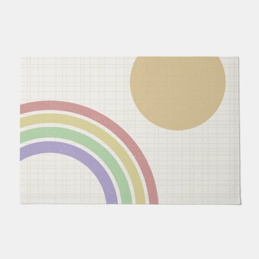 Mid Century Modern Rainbow Sun Deurmat (Voorkant)