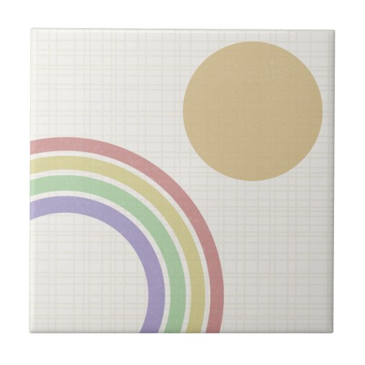 Mid Century Modern Rainbow Sun Tegeltje (Voorkant)
