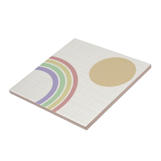 Mid Century Modern Rainbow Sun Tegeltje (Zijkant)