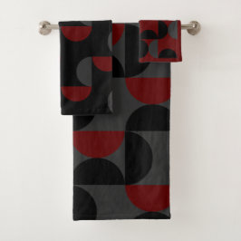 Mid-Century Modern Red Black en Grey Bad Handdoek