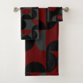 Mid-Century Modern Red Black en Grey Bad Handdoek (Insitu)