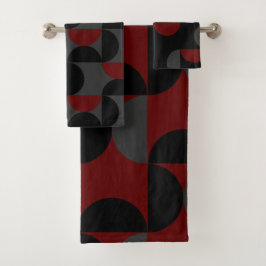 Mid-Century Modern Red Black en Grey Bad Handdoek