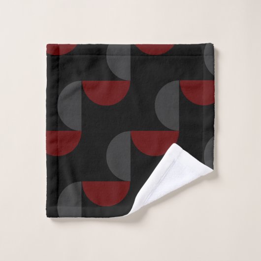 Mid-Century Modern Red Black en Grey Bad Handdoek (Wasdoekje)