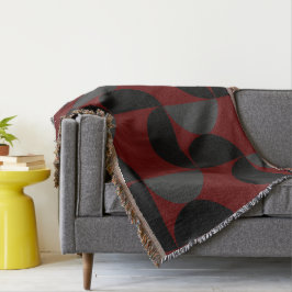 Mid-Century Modern Red Black en Grey Deken