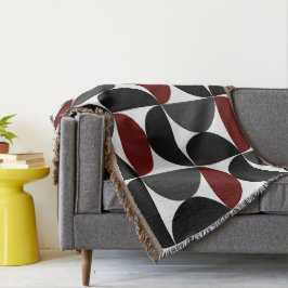 Mid-Century Modern Red Black en Grey Deken