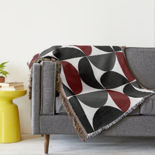 Mid-Century Modern Red Black en Grey Deken