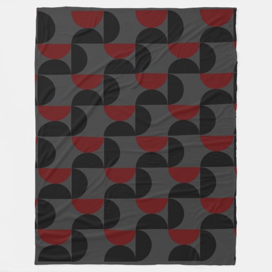Mid-Century Modern Red Black en Grey Fleece Deken (Voorkant)