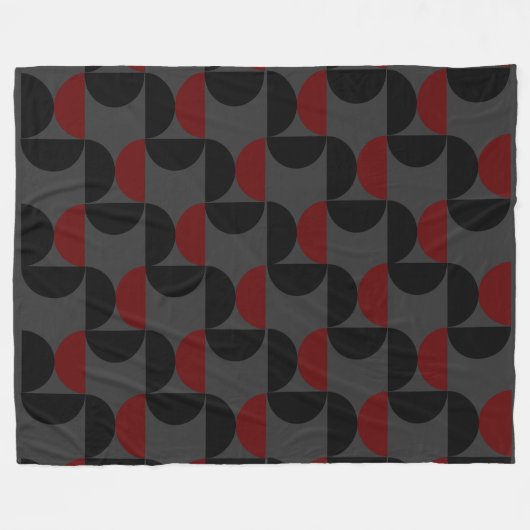 Mid-Century Modern Red Black en Grey Fleece Deken (Voorkant (Horizontaal))