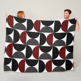 Mid-Century Modern Red Black en Grey Fleece Deken