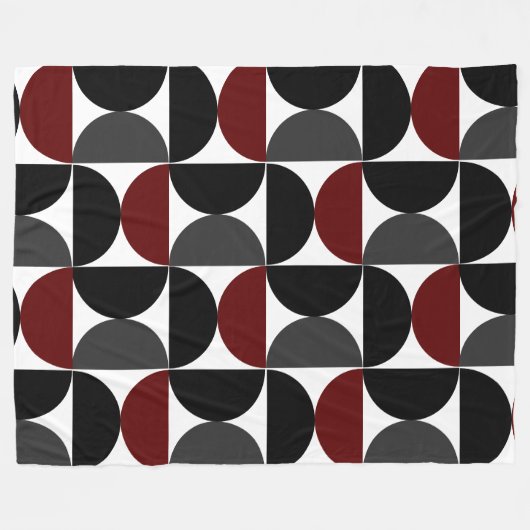 Mid-Century Modern Red Black en Grey Fleece Deken (Voorkant (Horizontaal))