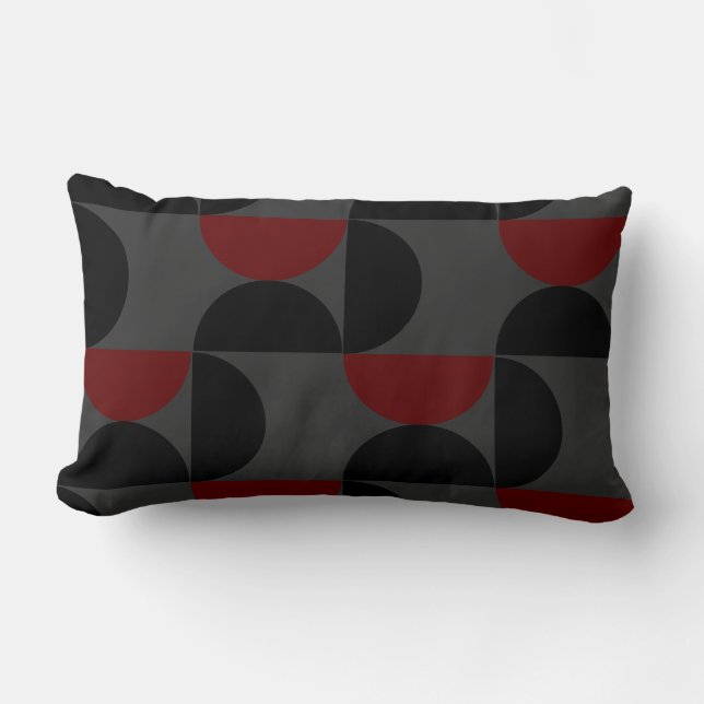 Mid-Century Modern Red Black en Grey Kussen (Voorkant)