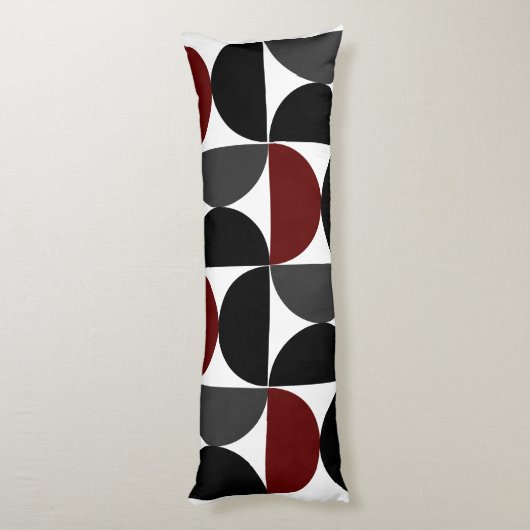 Mid-Century Modern Red Black en Grey Lichaamskussen (Achterkant (Verticaal))