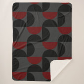 Mid-Century Modern Red Black en Grey Sherpa Deken (Voorkant)