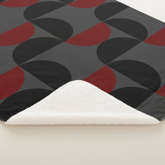 Mid-Century Modern Red Black en Grey Sherpa Deken (3/4)