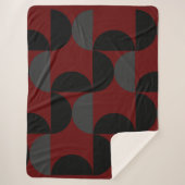 Mid-Century Modern Red Black en Grey Sherpa Deken (Voorkant)