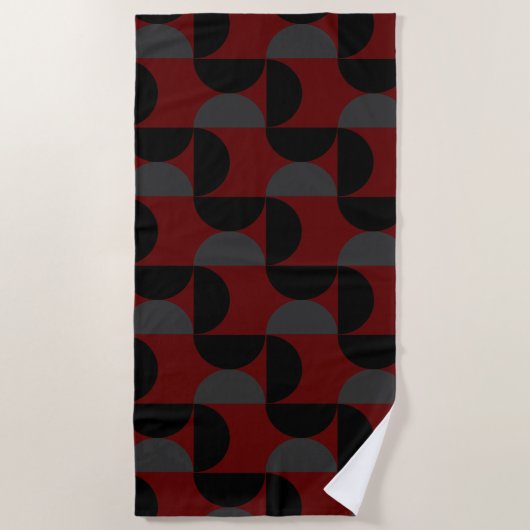 Mid-Century Modern Red Black en Grey Strandlaken (Voorkant)