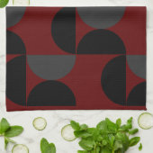 Mid-Century Modern Red Black en Grey Theedoek (Gevouwen)