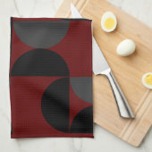 Mid-Century Modern Red Black en Grey Theedoek (Quarter Fold)