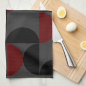 Mid-Century Modern Red Black en Grey Theedoek (Quarter Fold)