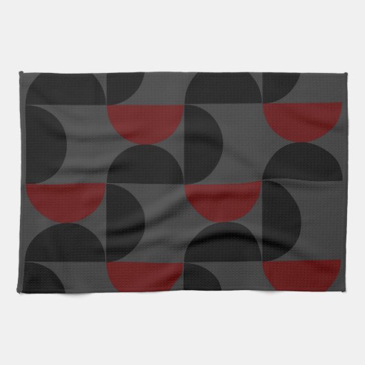 Mid-Century Modern Red Black en Grey Theedoek (Horizontaal)