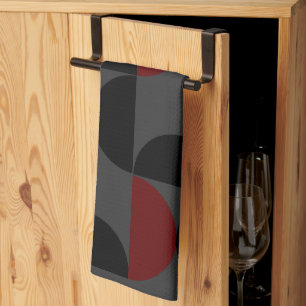 Mid-Century Modern Red Black en Grey Theedoek