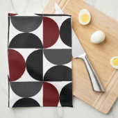 Mid-Century Modern Red Black en Grey Theedoek (Quarter Fold)