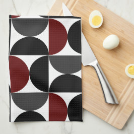 Mid-Century Modern Red Black en Grey Theedoek