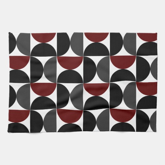 Mid-Century Modern Red Black en Grey Theedoek (Horizontaal)