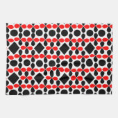 Mid Century Modern Red Black Geometric Pattern Theedoek (Horizontaal)