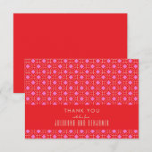 Mid Century Modern Red en Roze Geometric Weddensch Bedankkaart (Voorkant / Achterkant)
