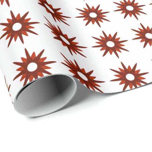 Mid-Century Modern Red Kerstmis Starburst Cadeaupapier (Rol Hoek)