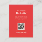Mid Century Modern Red Roze QR Code RSVP Card Informatiekaartje (Achterkant)