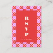 Mid Century Modern Red Roze QR Code RSVP Card Informatiekaartje (Voorkant)