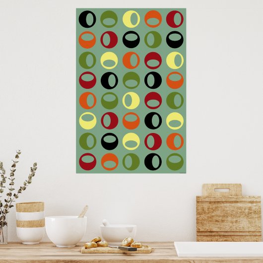 Mid-Century Modern Retro Abstract Art poster (Keuken)