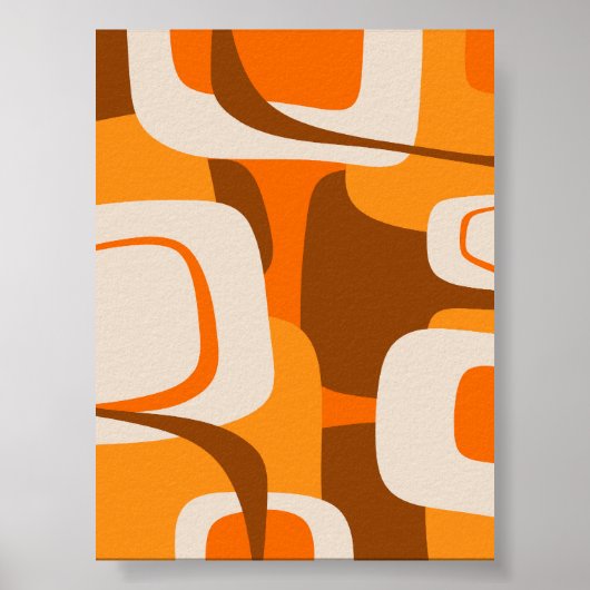Mid Century Modern Retro Abstract jaren 70 Sinaasa Poster (Voorkant)