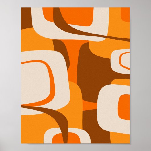 Mid Century Modern Retro Abstract jaren 70 Sinaasa Poster (Voorkant)