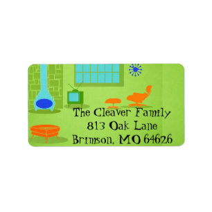 Mid Century Modern Retro Adres Label