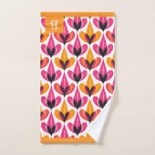 Mid Century Modern RETRO Bloempatroon Monogram Bad Handdoek (Handdoek)