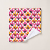 Mid Century Modern RETRO Bloempatroon Monogram Bad Handdoek (Wasdoekje)