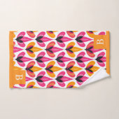 Mid Century Modern RETRO Bloempatroon Monogram Bad Handdoek (Handdoek)
