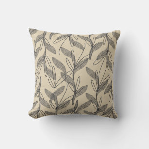 Mid Century Modern Retro Botanical Grey Beige Kussen